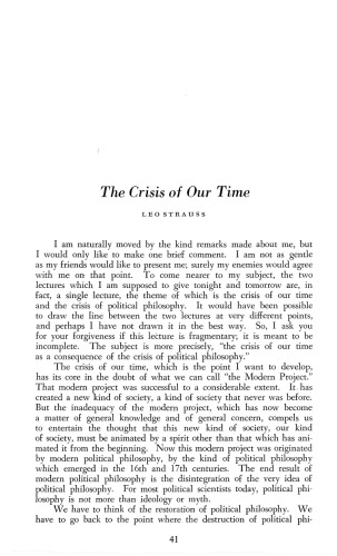 "The Crisis of Our Time"