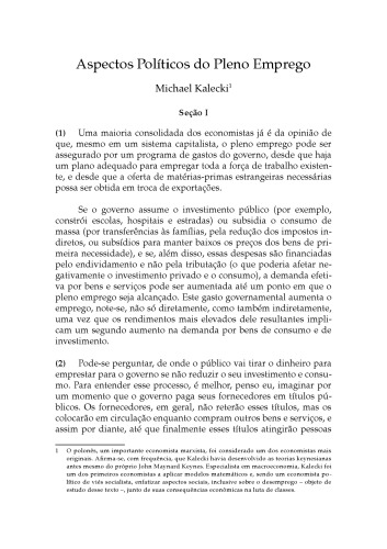 Aspectos Políticos do Pleno Emprego
