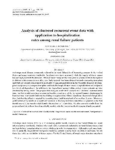 Analysis of clustered recurrent event data with application to hospitalization rates among renal failure patients