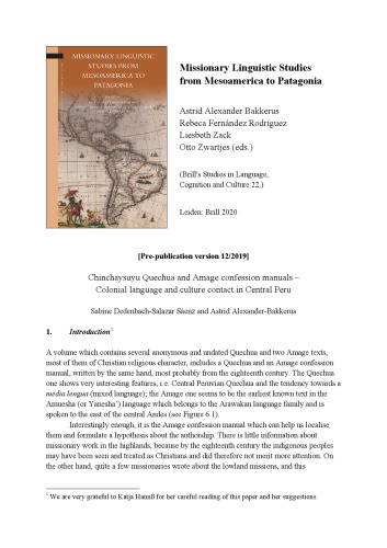 Chinchaysuyu Quechua and Amage confession manuals – Colonial language and culture contact in Central Peru