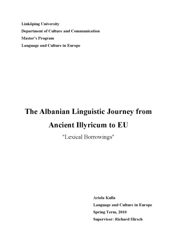The Albanian Linguistic Journey from Ancient Illyricum to EU - "Lexical Borrowings"