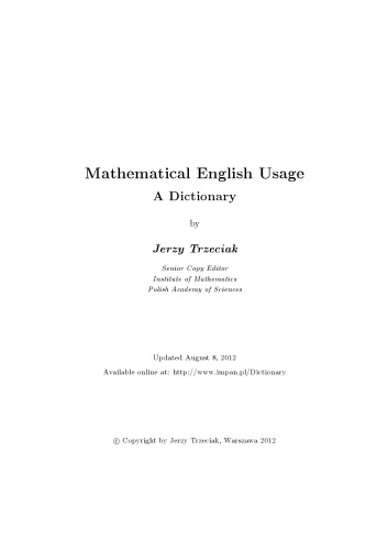 Mathematical English usage. A dictionary