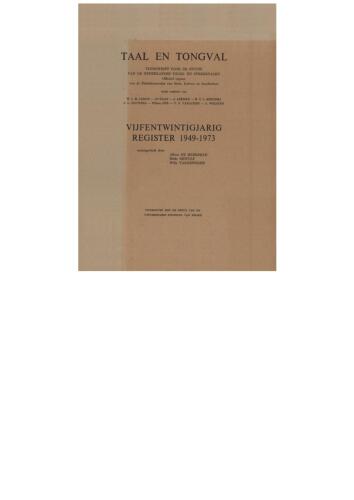 Taal en Tongval. Vijfentwintigjarig register 1949-1973