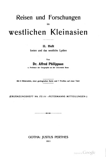 Reisen und Forschungen im westlichen Kleinasien / lonien und das westliche Lydien