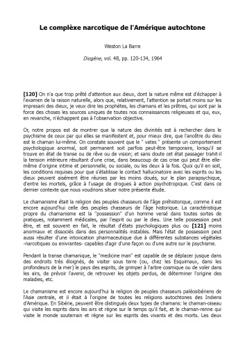 Le complèxe narcotique de l'Amérique autochtone