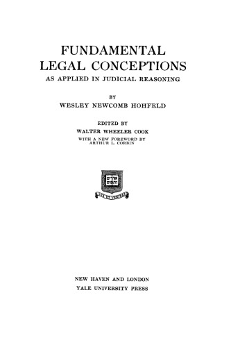 Fundamental Legal Conceptions as Applied in Judicial Reasoning