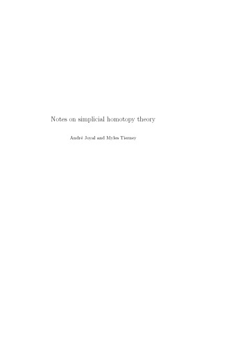 Notes on simplicial homotopy theory [lecture notes]