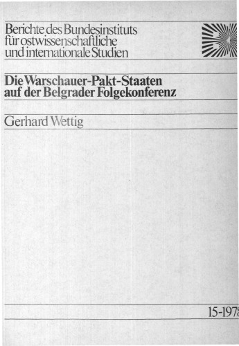 Die Warschauer-Pakt-Staaten auf der Belgrader Folgekonferenz