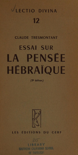 Essai sur la pensée hébraïque