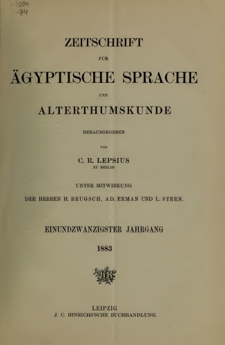 Zeitschrift für Ägyptische Sprache und Altertumskunde