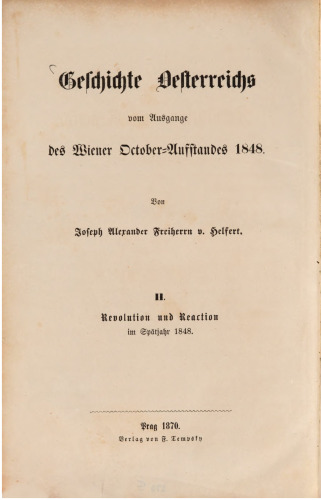 Revolution und Reaktion im Spätjahr 1848