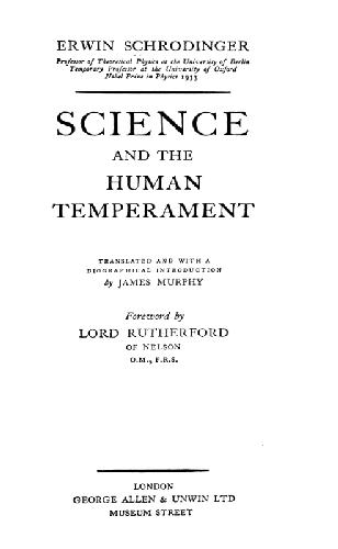 SCIENCE AND THE HUMAN TEMPERAMENT