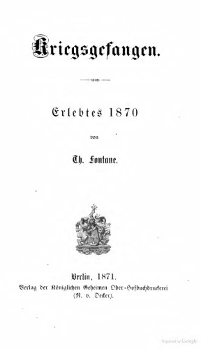 Kriegsgefangen . Erlebtes 1870