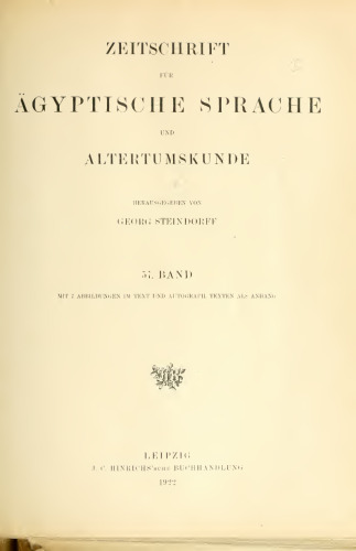 Zeitschrift für Ägyptische Sprache und Altertumskunde