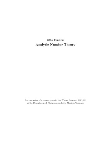 Analytic Number Theory