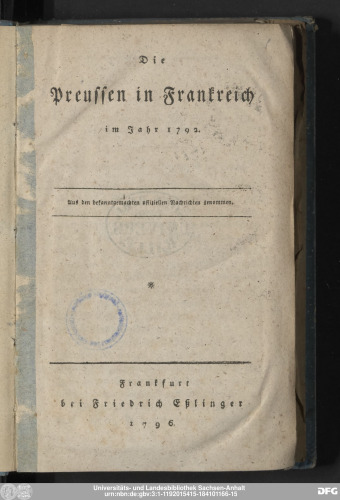 Die Preußen in Frankreich 1792