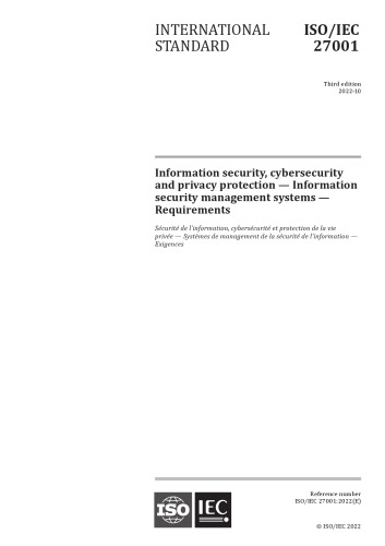 ISO/IEC 27001 - Information security, cybersecurity and privacy protection
