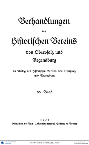 Verhandlungen des Historischen Vereins für Oberpfalz und Regensburg