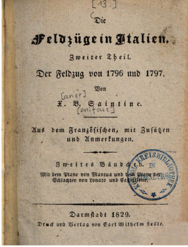 Der Feldzug von 1796 und 1797