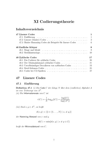 XI Kodierungstheorie