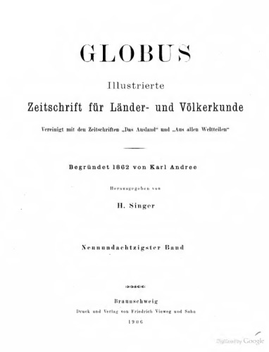 Globus. Illustrierte Zeitschrift für Länder- und Völkerkunde