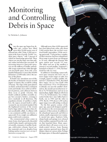 Monitoring and Controlling Debris in Space [Sci American article]