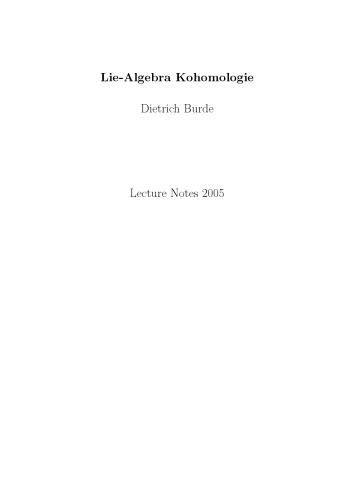 Lie-Algebra Kohomologie [Lecture notes]