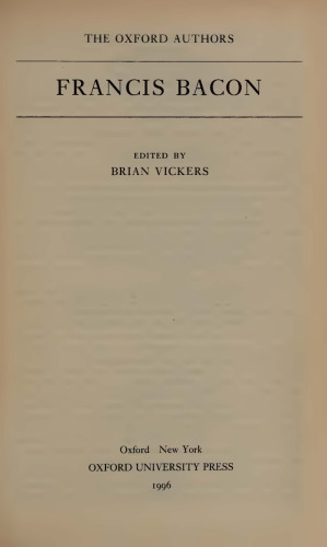 Francis Bacon: A Critical Edition of the Major Works