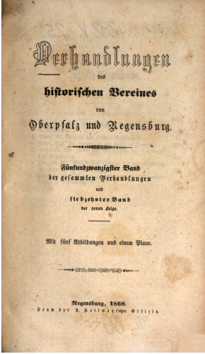 Verhandlungen des Historischen Vereins für Oberpfalz und Regensburg