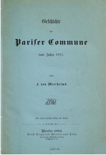 Geschichte der Pariser Commune vom Jahre 1871