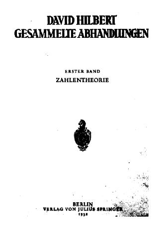 Gesammelte Abhandlungen. Zahlentheorie