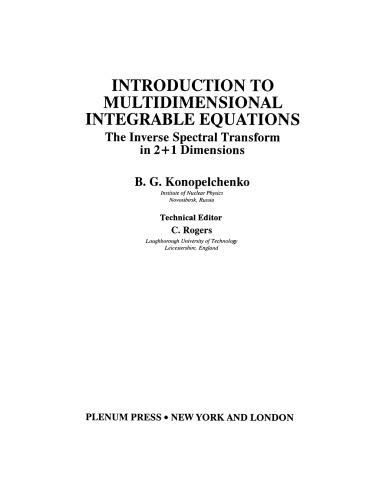 Introduction to Multidimen. Integrable Eqns