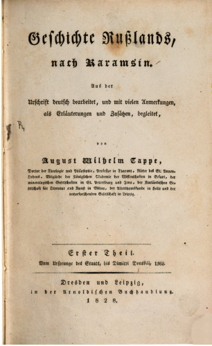 Geschichte Rußlands nach Karamsin / Vom Ursprunge des Staates bis Dimitri Donskói, 1362