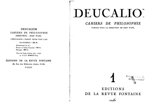 Deucalion, Cahiers de Philosophie []