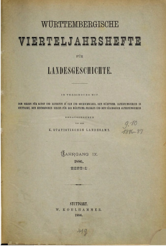 Württembergische Vierteljahreshefte für Landeskunde