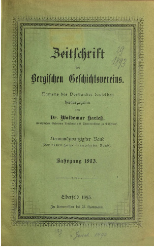 Zeitschrift des Bergischen Geschichtsvereins