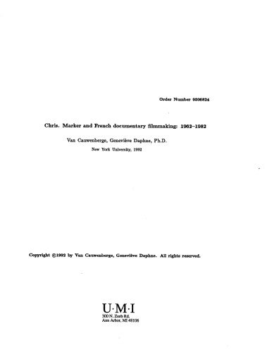 Chris Marker and Documentary Filmmaking: 1962-1982 (Phd Thesis)