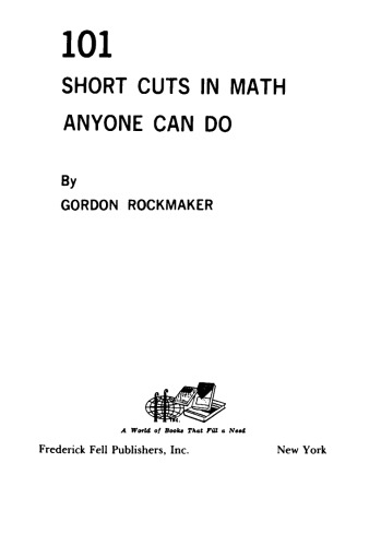 101 short cuts in math anyone can do