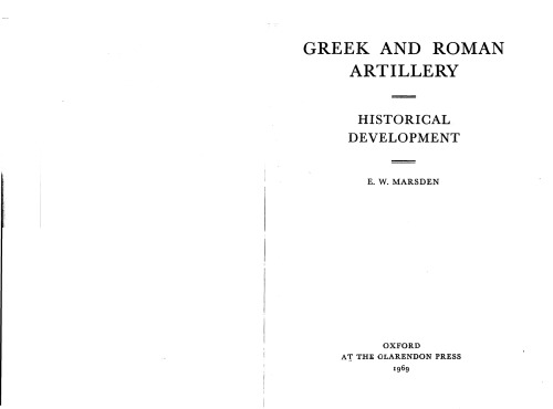 Greek and Roman Artillery: Historical Development
