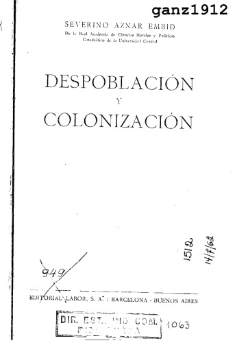 Despoblación y colonización