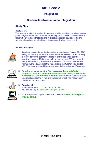 MEI C2 Study Resources Core2 Integration 1-2