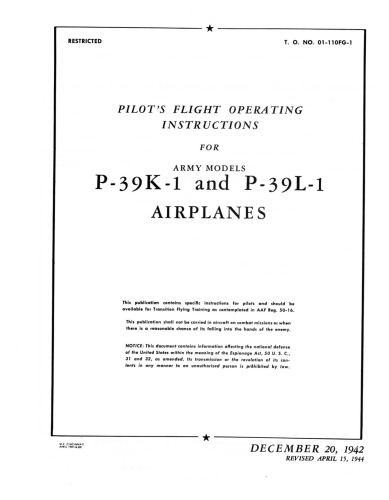 Pilot's flight operating instructions; flight operations, Army model P-47 airplane