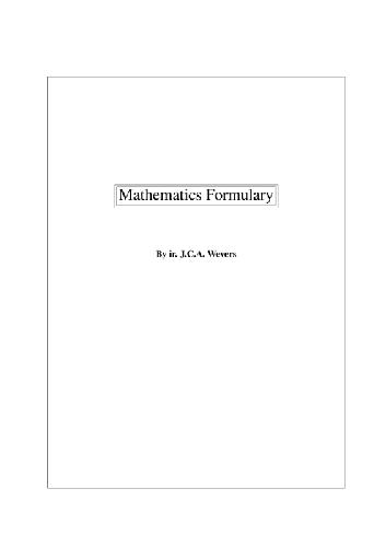 Mathematics Formulary