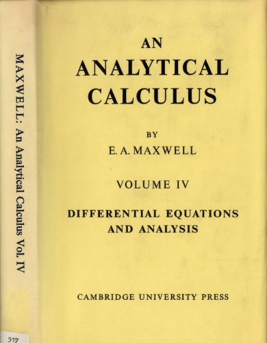 An Analytical Calculus, Volume 4