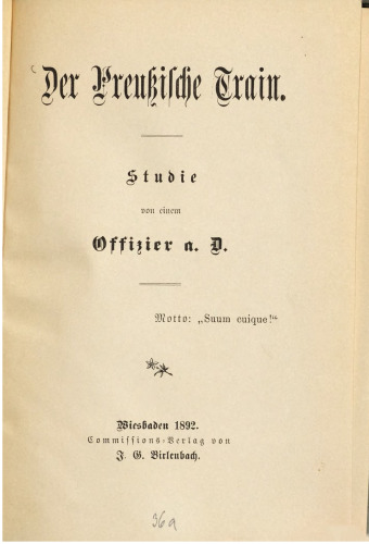Der preußische Train : Studie