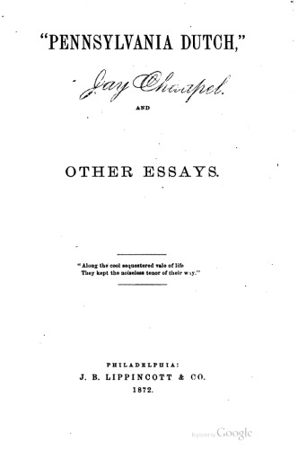 "Pennsylvania Dutch" and Other Essays