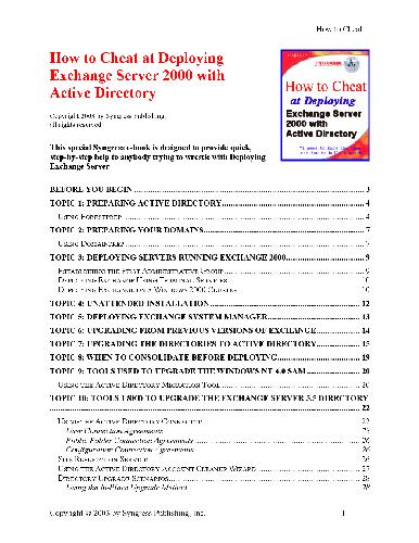 How to Cheat at Deploying Exchange Server 2000 with Active Directory