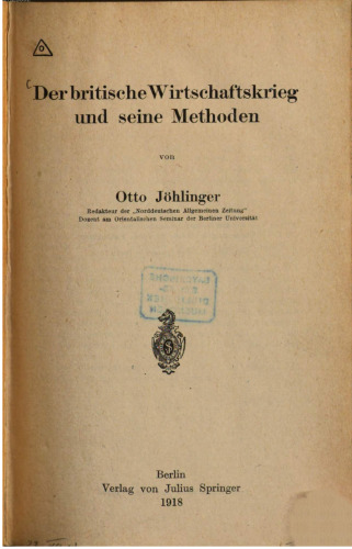 Der britische Wirtschaftskrieg und seine Methoden