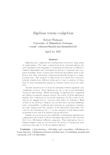 Algebras versus coalgebras
