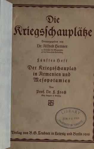 Der Kriegsschauplatz in Armenien und Mesopotamien